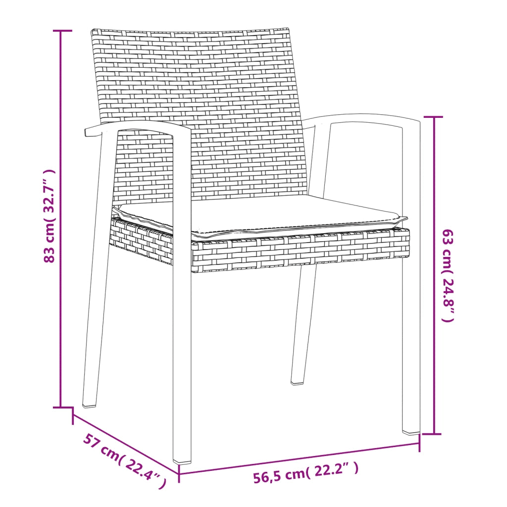 Set Pranzo da Giardino 5pz con Cuscini in Polyrattan e Acciaio 3186988