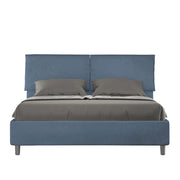 BS COM Letto matrimoniale con rete imbottito 160x210 microfibra blu