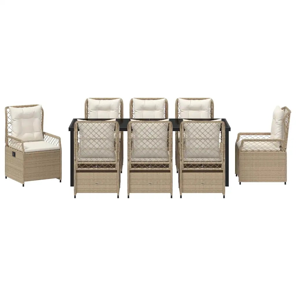 Set da Pranzo per Giardino 9 pcs Beige e Bianco Crema 3381015