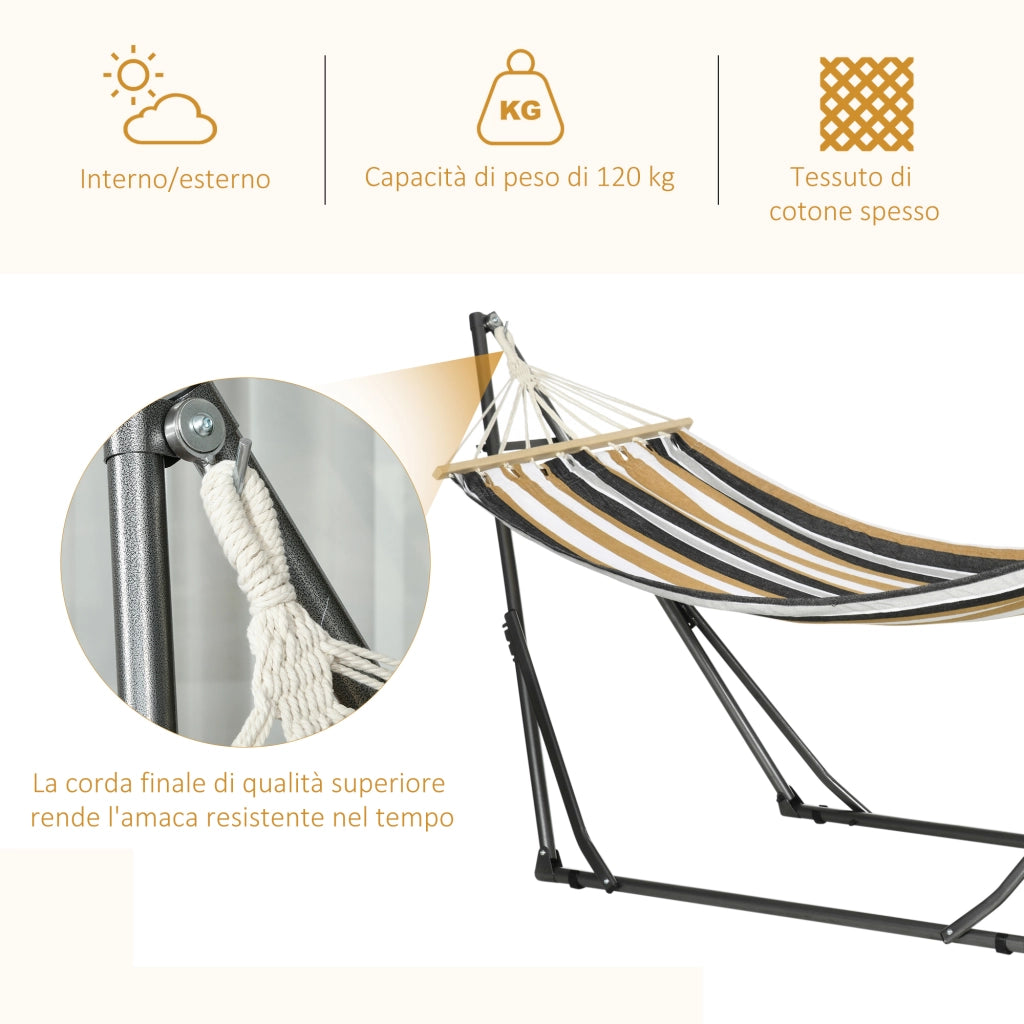 Amaca Autoportante con Supporto Pieghevole ¨C Xylo ¨C Cotone e Acciaio Grigio