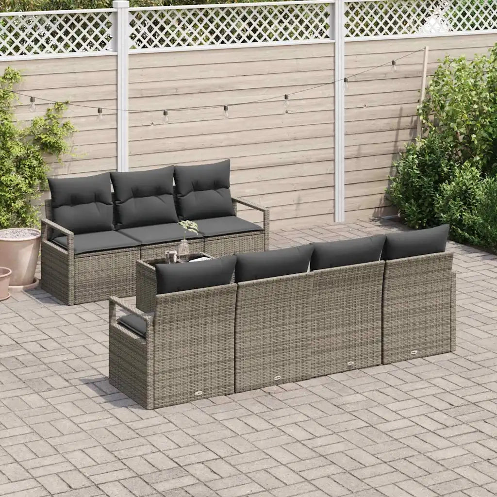 Set di divani 8 pcs Grigio polyrattan