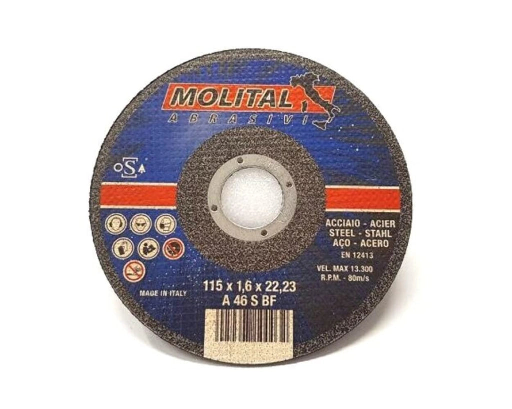 DISCO DA TAGLIO PER FERRO SOTTILE MOLITAL Ø 125x1,6 mm - 50 pezzi- MOLITAL