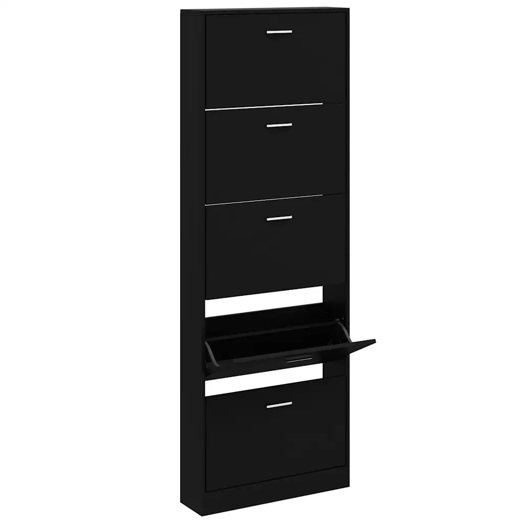 Scarpiera-Scaffale per scarpe Nera 59x17x169 cm in Legno Multistrato