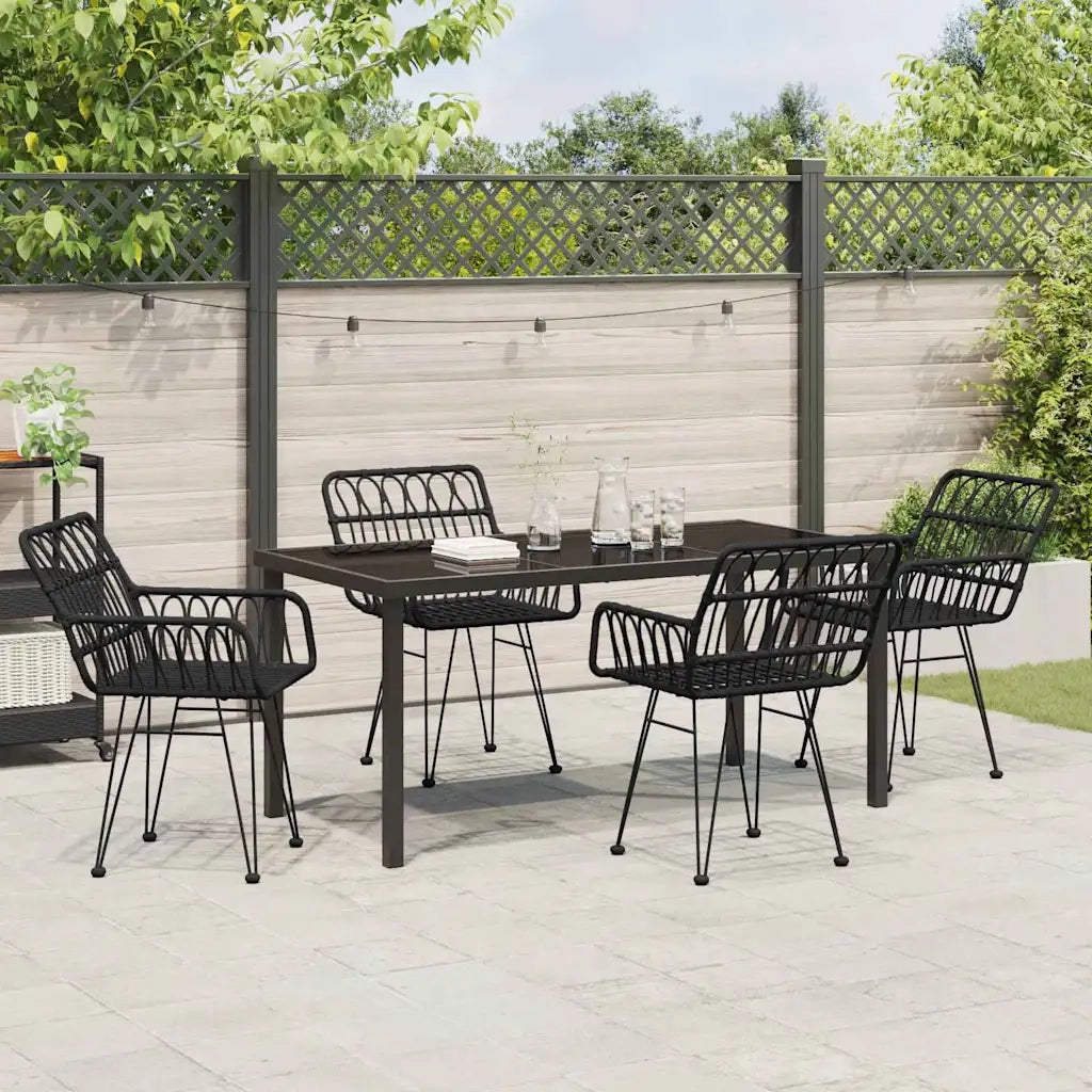 Set da Pranzo per Giardino 5 pcs Nero