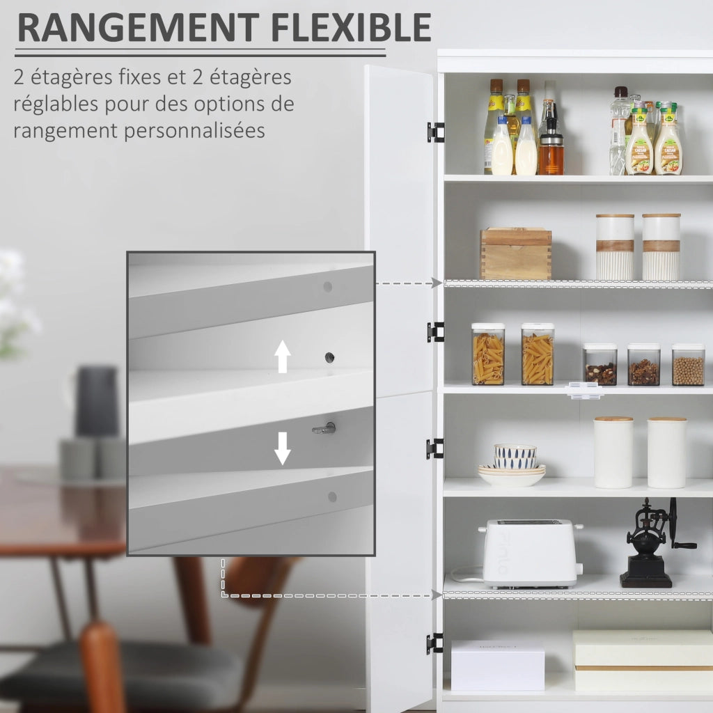 Credenza moderna con 4 ante e 6 ripiani ¨C Xylo ¨C Bianco 76x40x177 cm
