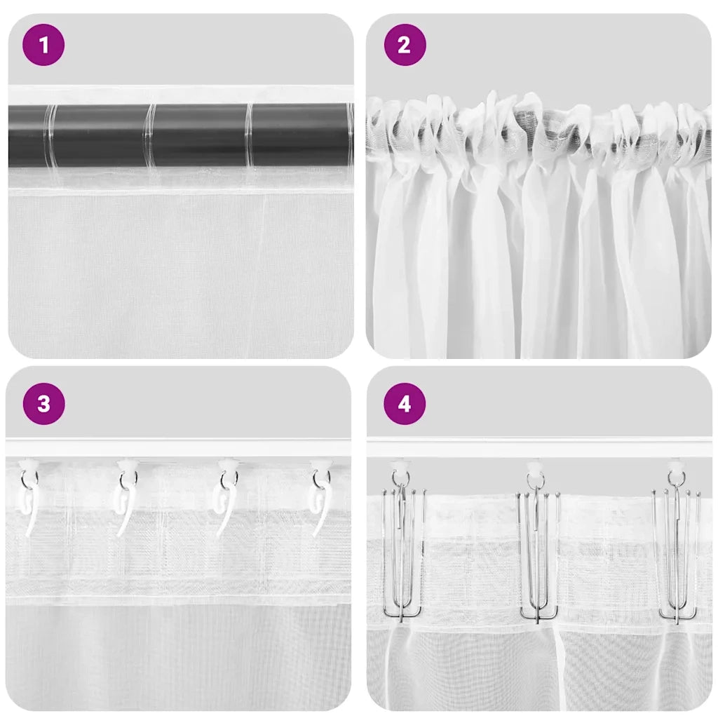 Tende in Voile con Tasche per Aste 2 pz Marrone