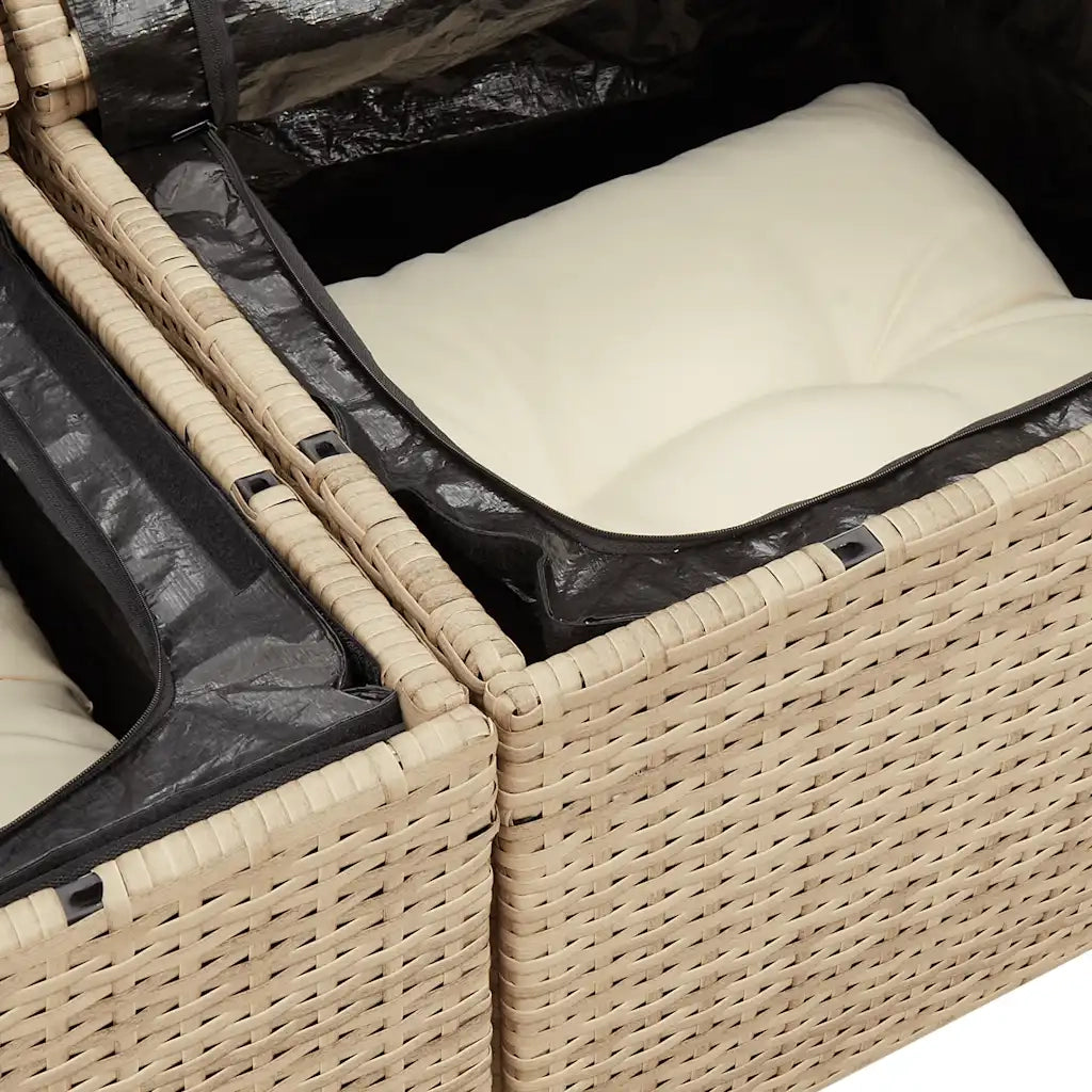 Set Divano da Giardino 5 pz con Cuscini Beige in Polyrattan 3327208