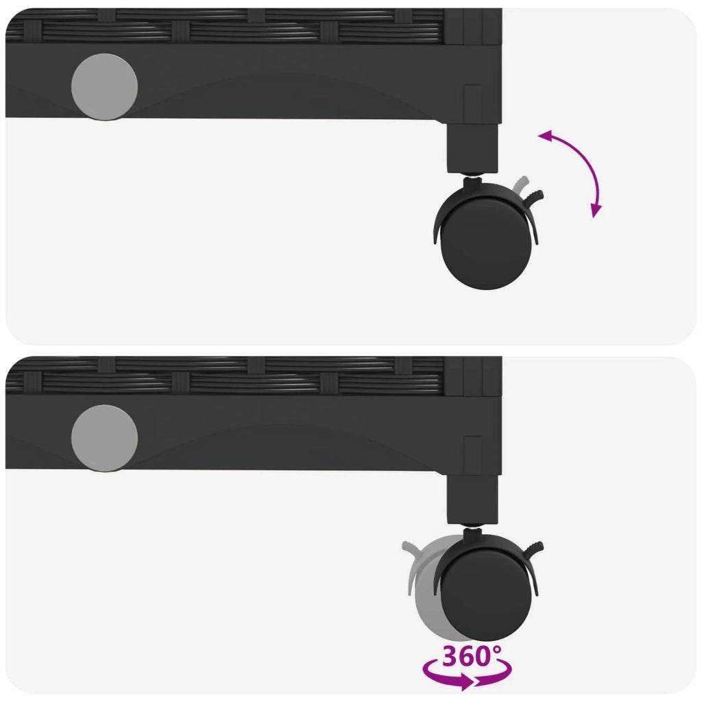 Vaso da Giardino con Copertura per Serra e Ruote 3 pz Nero PP 3423067