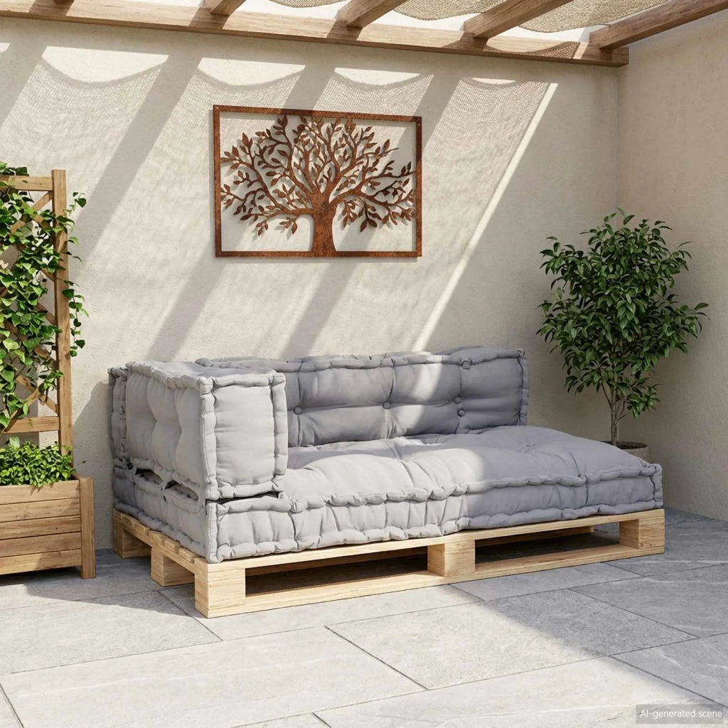 Cuscino per Divano Pallet 3 pcs Grigio 120 x 80 x 38 cm Tessuto 4019098