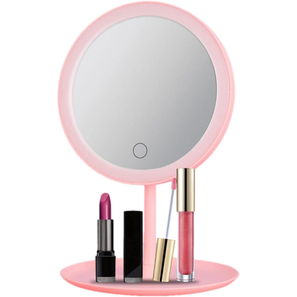 Trade Shop - Specchio Per Il Trucco Illuminato A Led Makeup Cosmetico Girevole Luce Ad Anello -