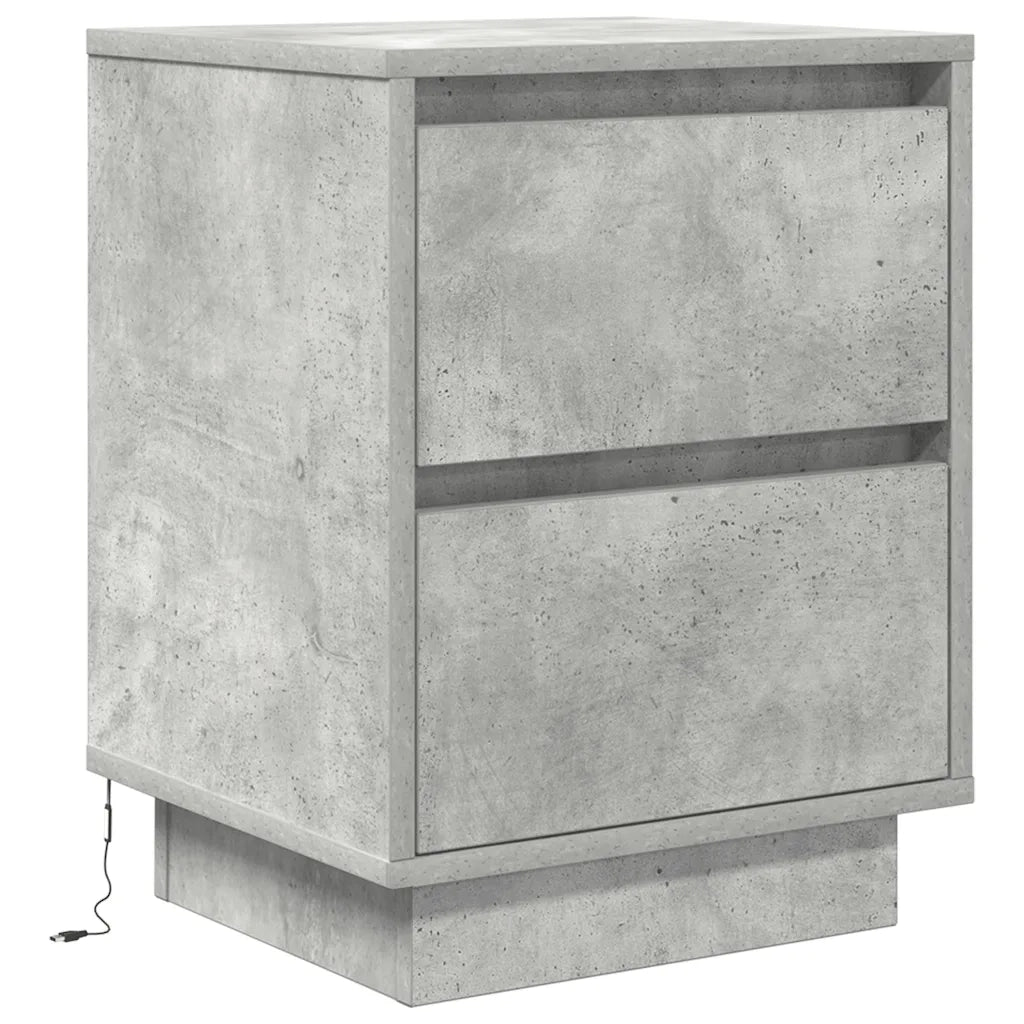 Comodini con Luci a LED 2 pz Grigio Cemento 38x34x50 cm 861290