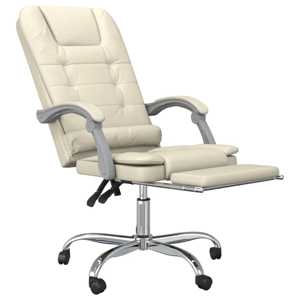 Poltrona da Ufficio Massaggiante Reclinabile Crema Similpelle 349670