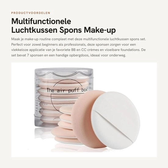 Sfumatore per Trucco 7 Pezzi - Multifunzionale - Antibatterico - Lavabile - Per Viaggio - Compattato e Chic