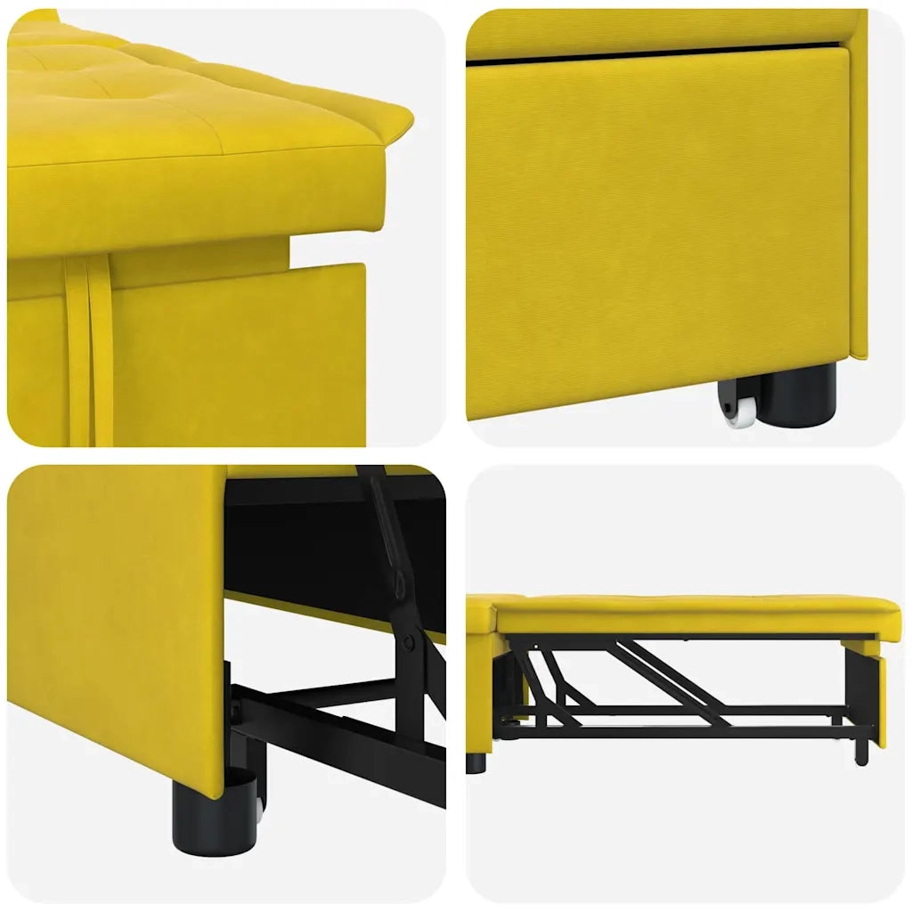 Divano letto Giallo 194 x 67 x 82 cm Velluto 42008601