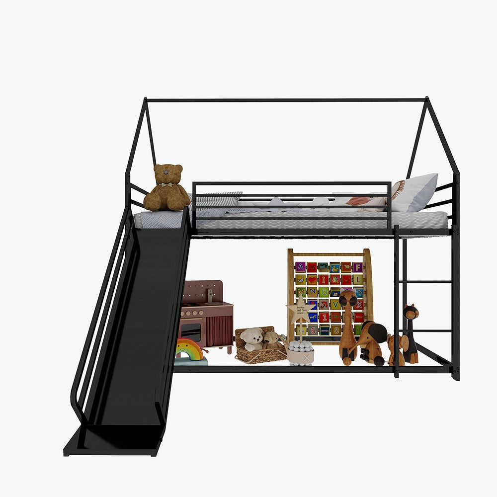 Letto a castello casa - Xylo - 90x200 cm con scivolo