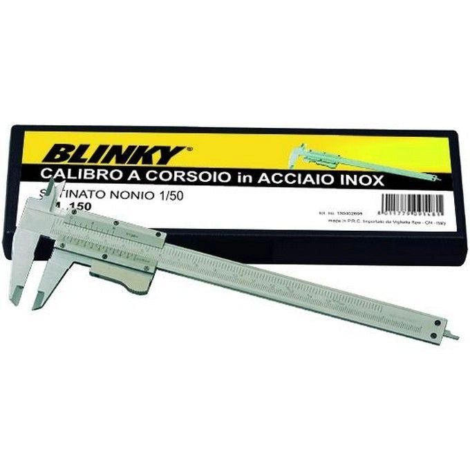 Blinky Calibro a Corsoio Nonio Acciaio Inox Satinato Scala 1-50 mm Portata 150 mm