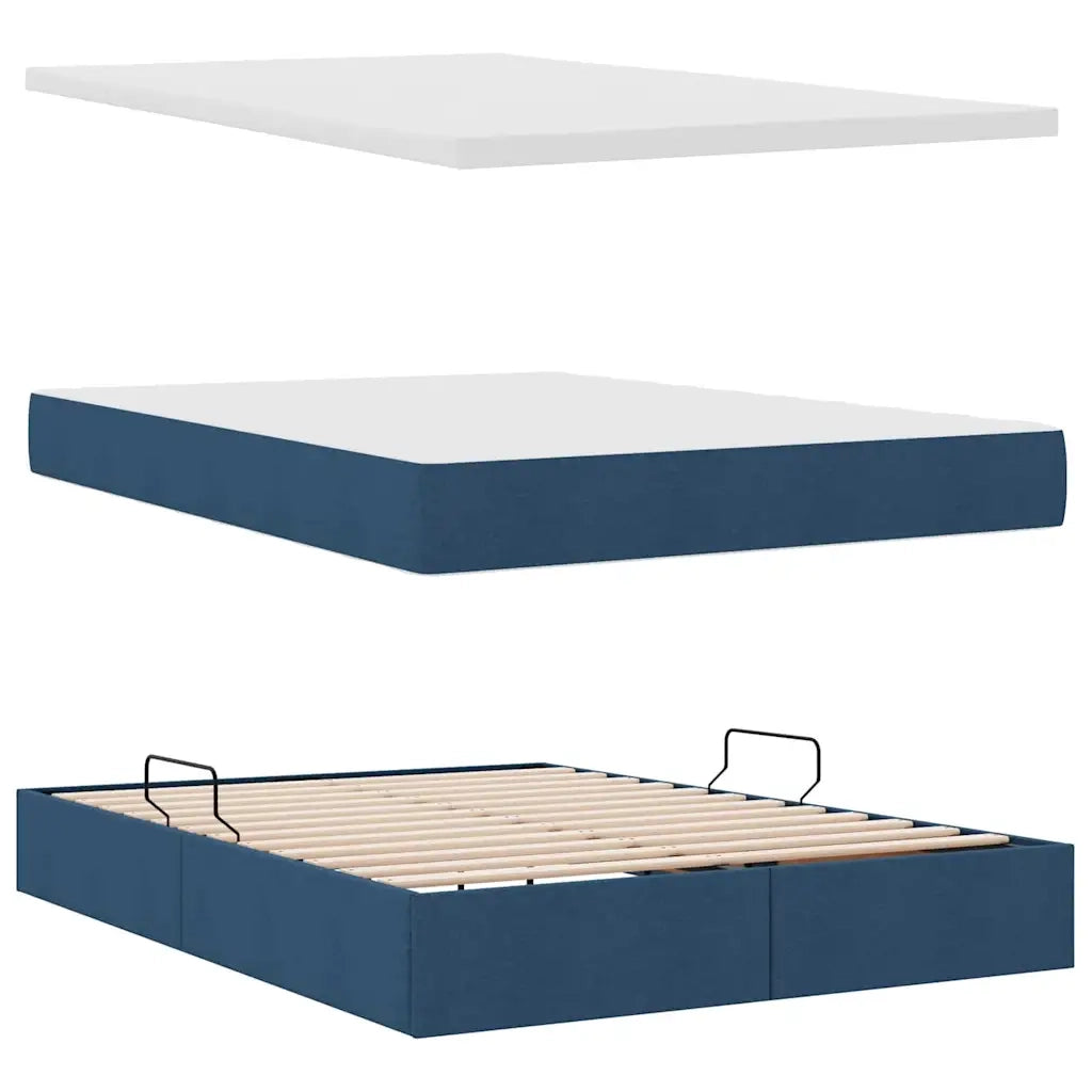 Letto con contenitore e LED con led Blu 140 x 200 cm Tessuto 3371090
