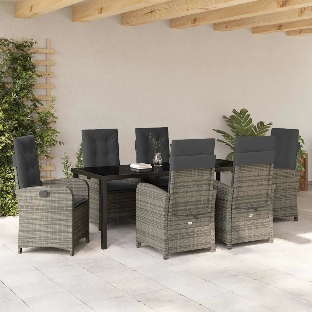 Set da Pranzo per Giardino con cuscino 7 pcs Grigio polyrattan 3380279