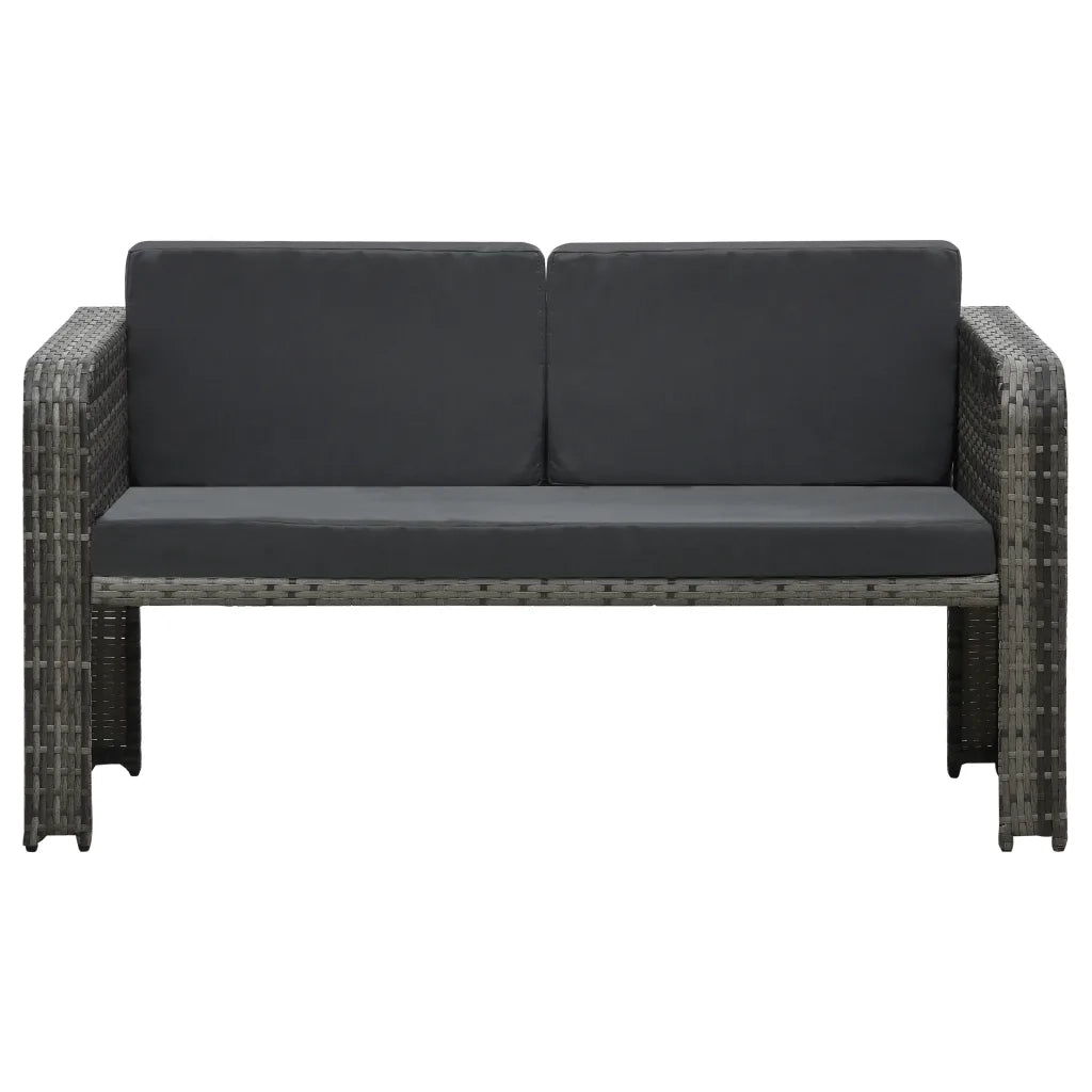 Set Divani da Giardino 4 pz con Cuscini in Polyrattan Antracite 48196