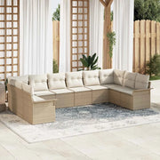 Set Divano da Giardino 10 pcs Beige polyrattan