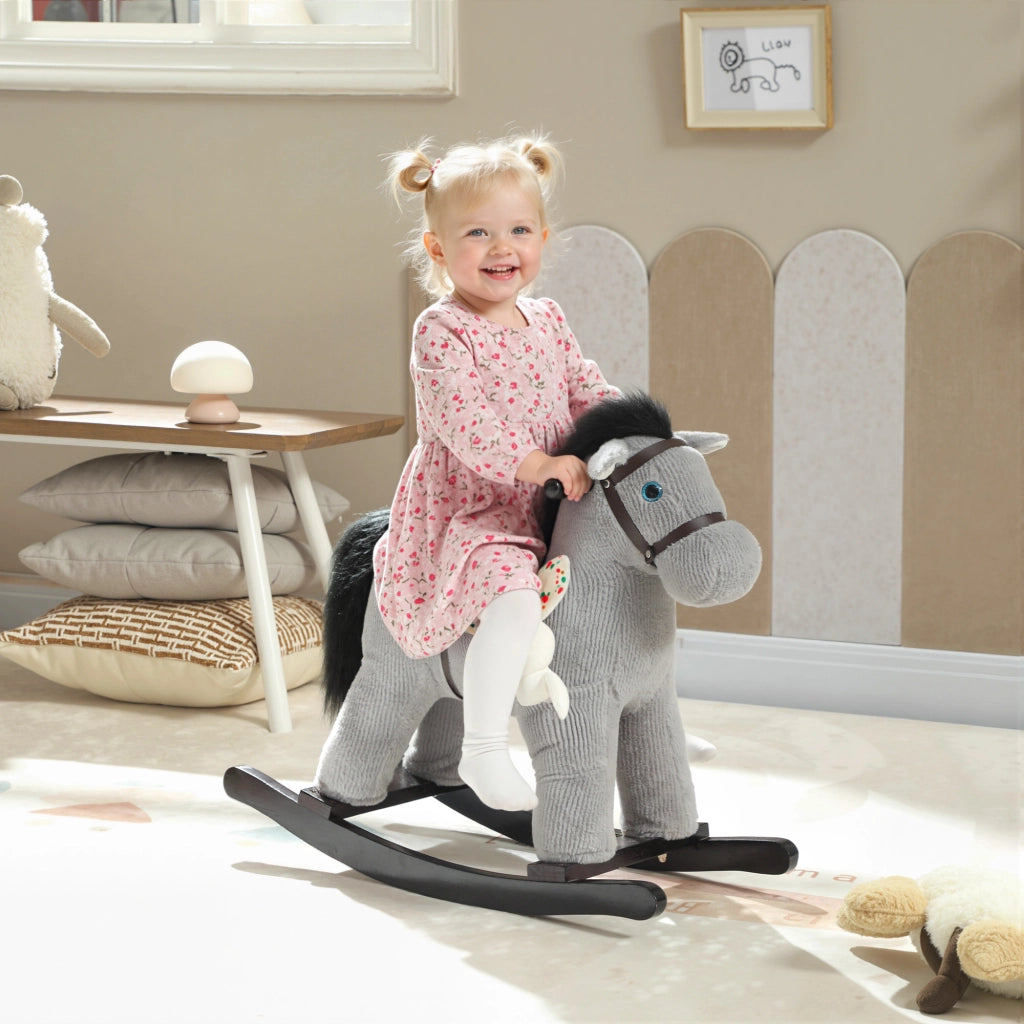 Cavallo a Dondolo per Bambini ¨C Minimal ¨C Grigio 71x26x55 cm