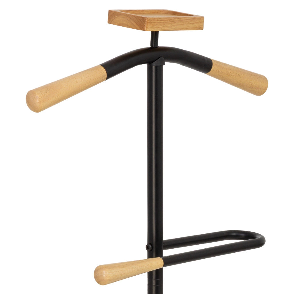 Perchero de metal y madera negro 120h cm