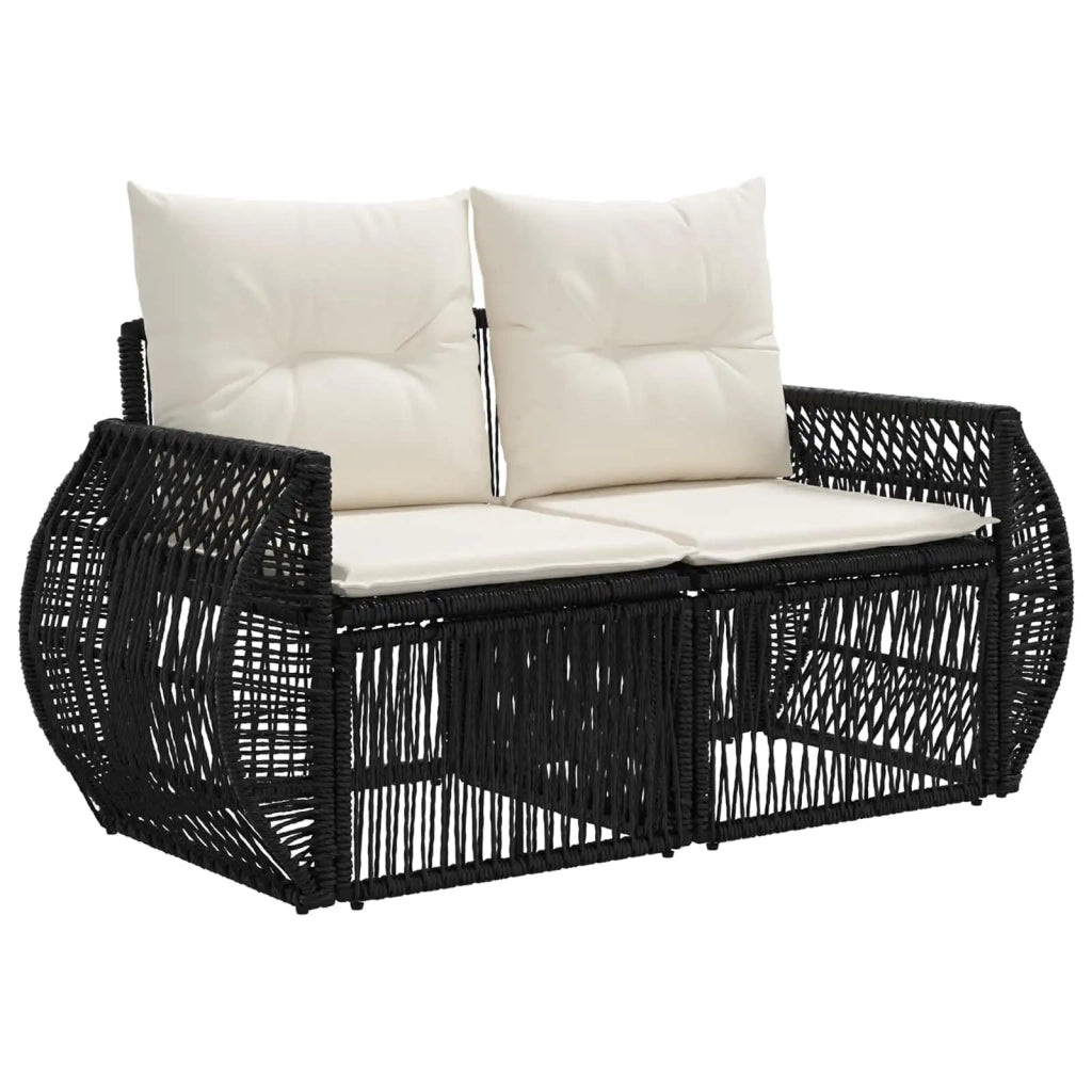 Set Divano da Giardino 11 pz Nero e Bianco Crema polyrattan 3435529