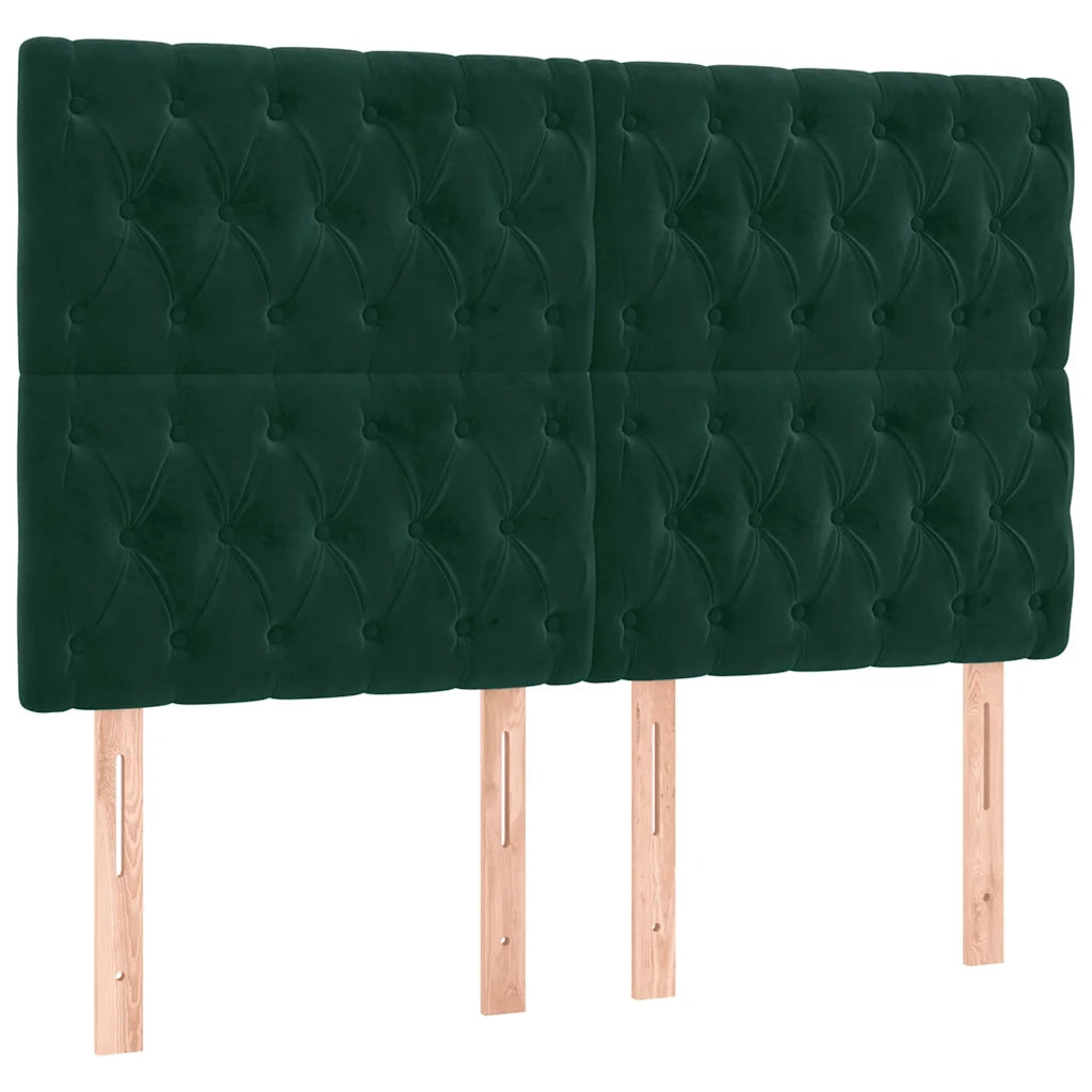 Testiera a LED Verde Scuro 144x7x118/128cm in Velluto 3122811
