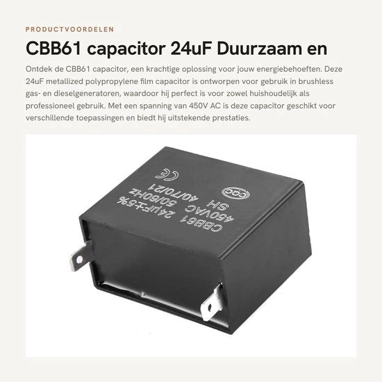 Capacitore per generatori - 450V AC - 24uF - 50Hz/60Hz - Rond - 450V AC - Capacitore duurzaam e affidabile