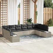 Set Divano da Giardino 10 pcs Grigio chiaro Polyrattan 3355911