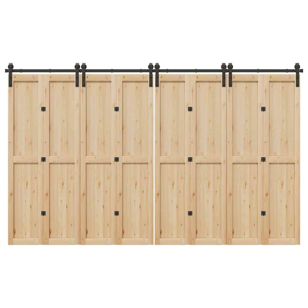 Kit di Binari per Porte Scorrevoli 366 cm Acciaio Nero