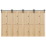 Kit di Binari per Porte Scorrevoli 366 cm Acciaio Nero