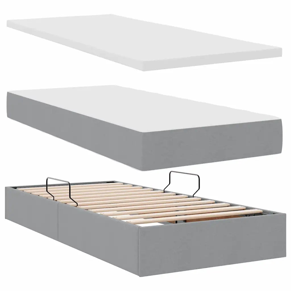 Letto con contenitore e LED con led Grigio chiaro 100 x 200 cm 3372522