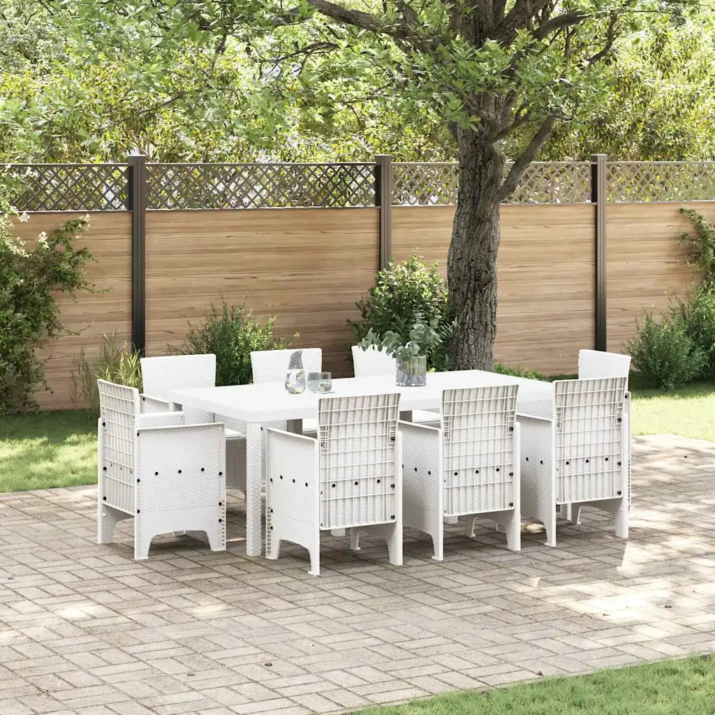 Set da Pranzo per Giardino 9 pcs Bianco Polipropilene