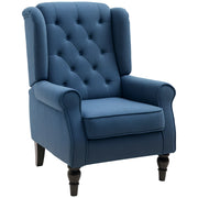 Poltrona Relax in Velluto Blu con Cuscini ¨C Minimal ¨C 74x86x102 cm