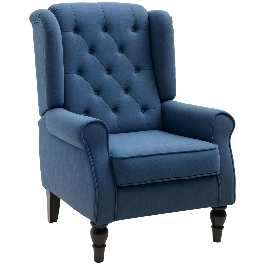 Poltrona Relax in Velluto Blu con Cuscini ¨C Minimal ¨C 74x86x102 cm
