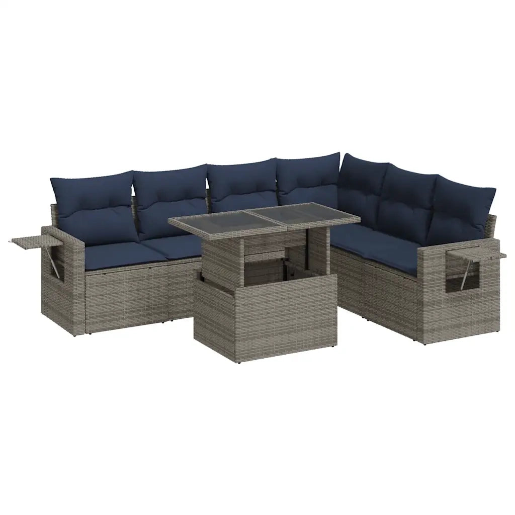 Set Divani da Giardino con Cuscini 7pz Grigio Polyrattan 3326492