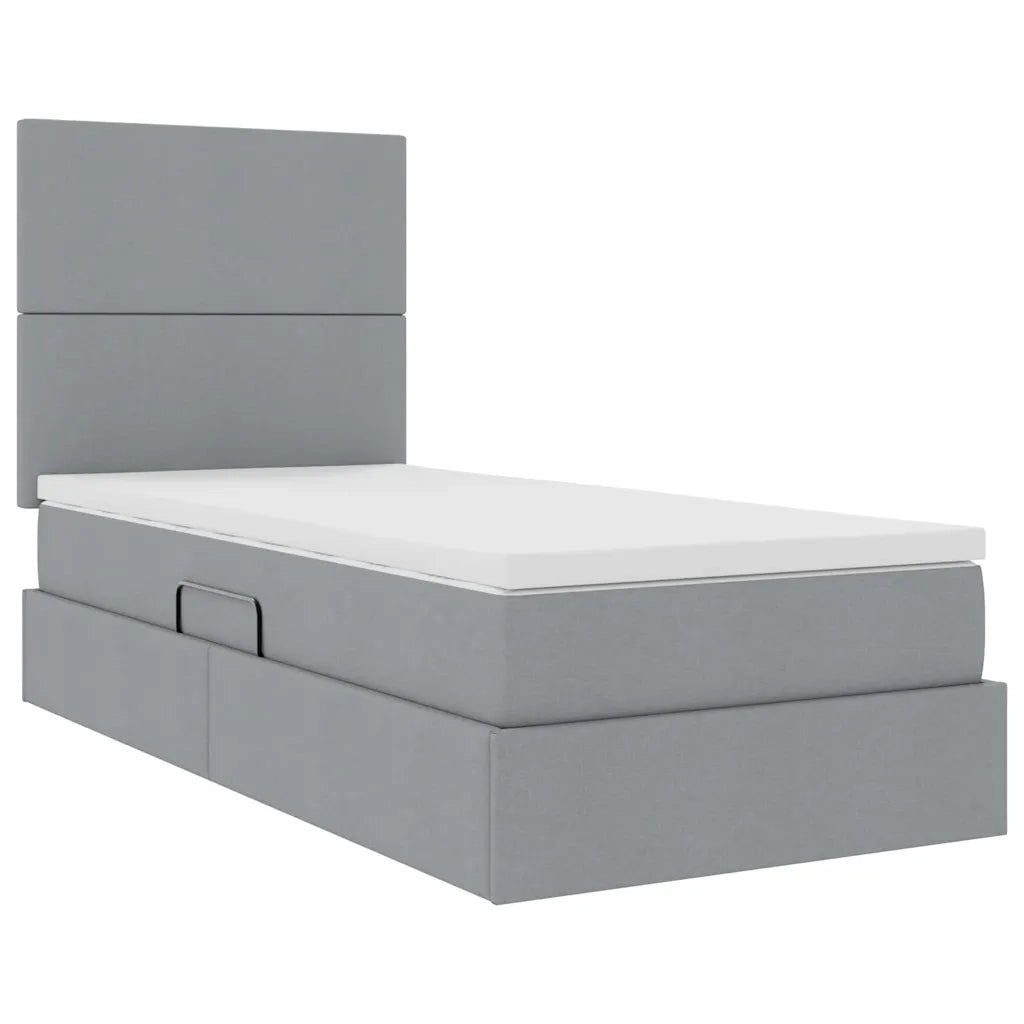 Letto con contenitore e LED con led Grigio chiaro 100 x 200 cm 3372333