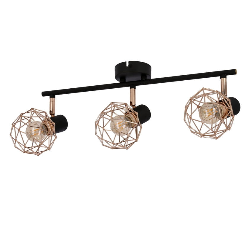 Plafoniera Candellux Acrobat in metallo rame/nera 3xE14