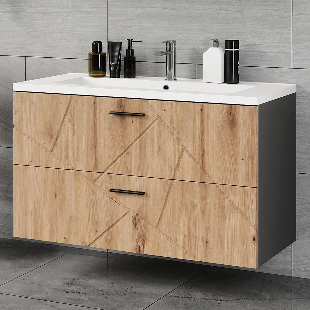 Vicco Set di mobili da bagno Antracite/Artisan 2 parti