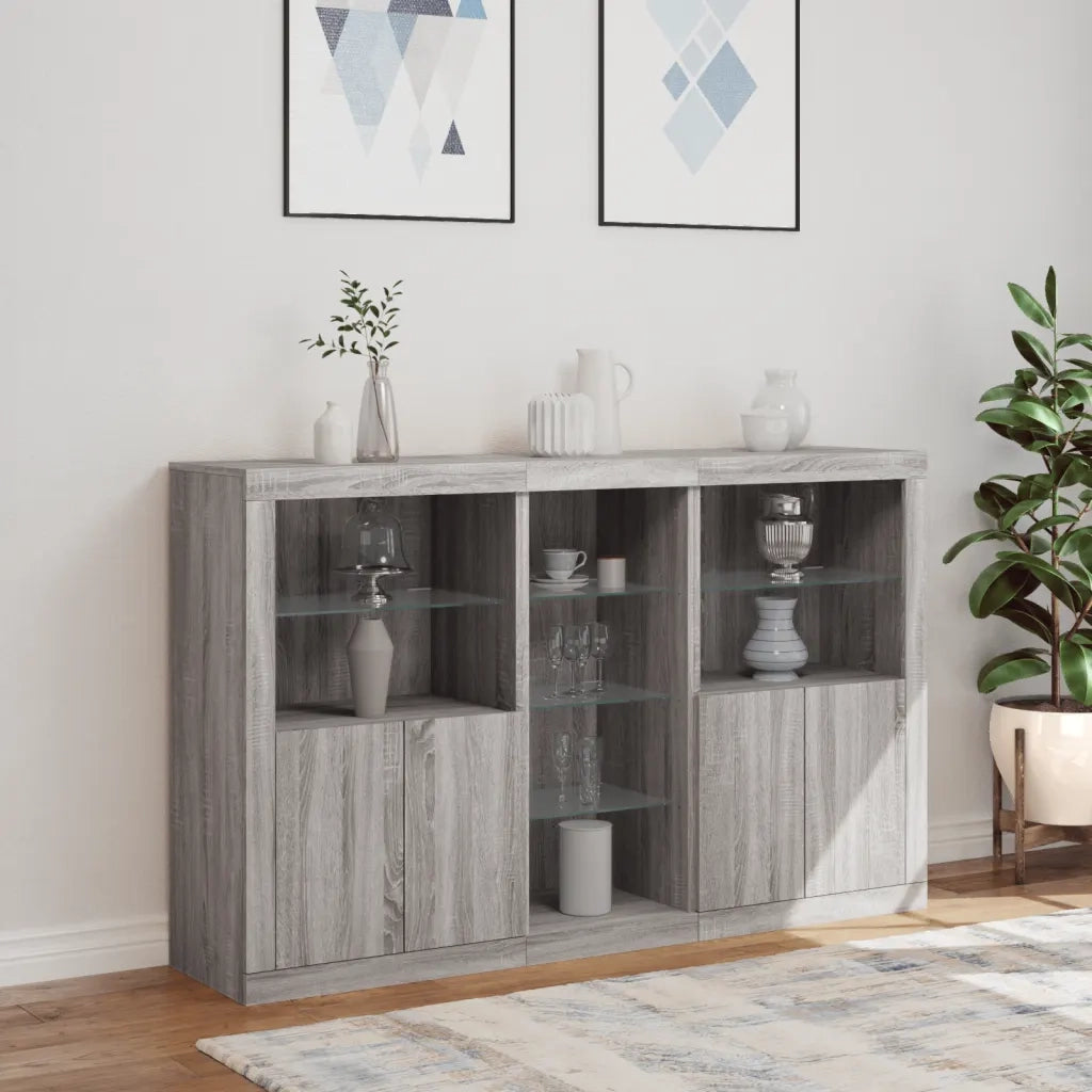 Credenza con Luci LED Grigio Sonoma 162x37x100 cm 3209175
