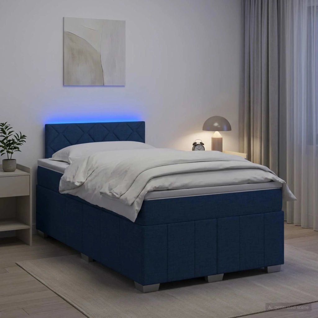 Letto box spring con materasso Blu 120 x 200 cm Tessuto 3452662