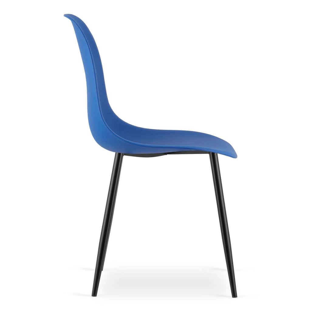 Set di 4 sedie moderne Wat blu con gambe nere