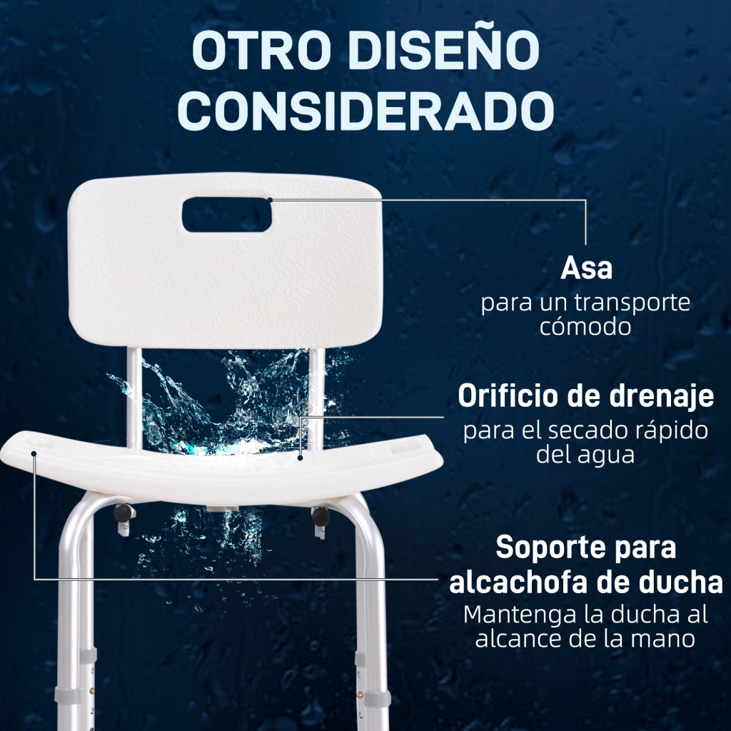 Sedia da Doccia Regolabile con Schienale ¨C zephmum ¨C Grigio Antiscivolo 136 kg