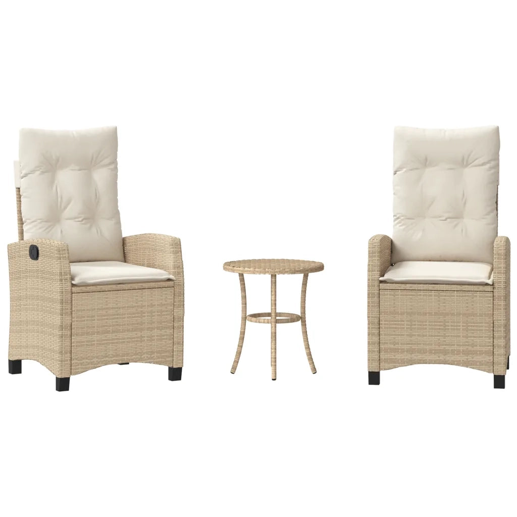 Set da Bistrò 3 pz con Cuscini Beige in Polyrattan 365228
