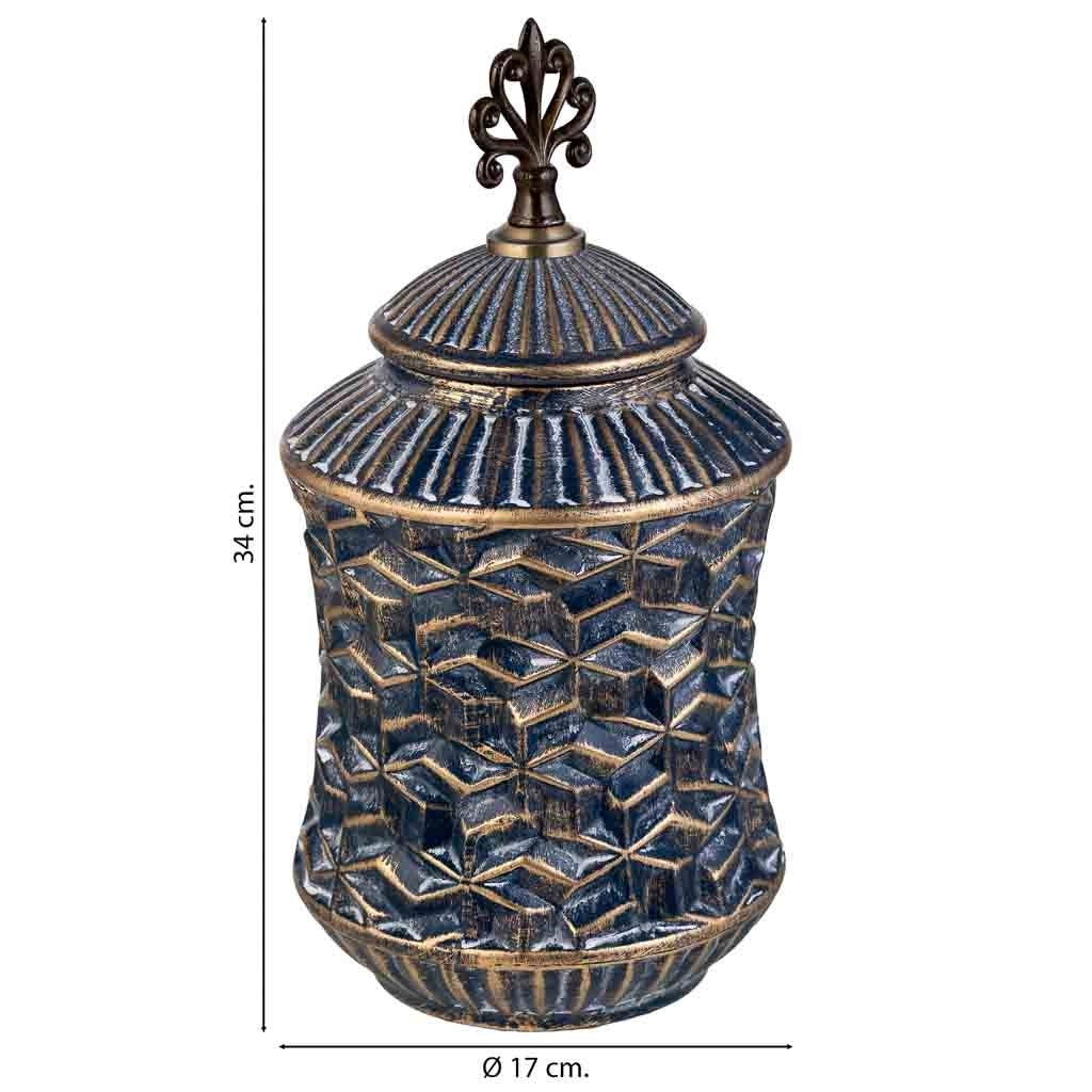 Vaso in ceramica blu, D17x34h cm