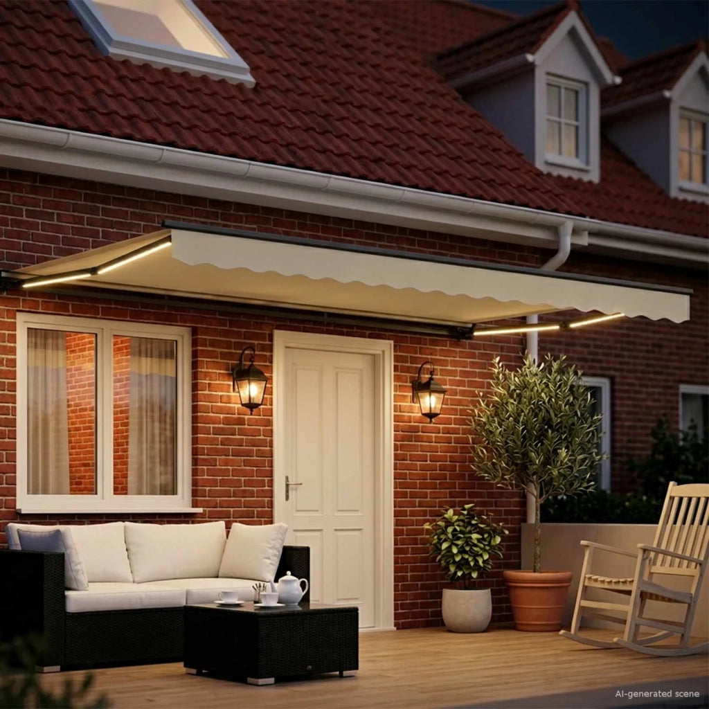 Cornice per Tenda Manuale con LED Crema e Antracite 4,5 × 3,5 m 3420896