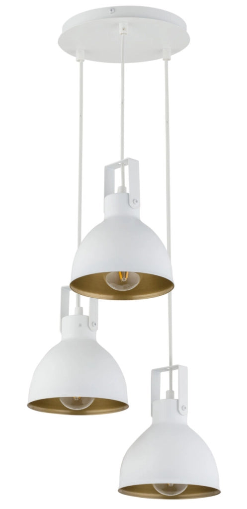 Lampada a sospensione Mars loft 3 luci E27 bianco/oro