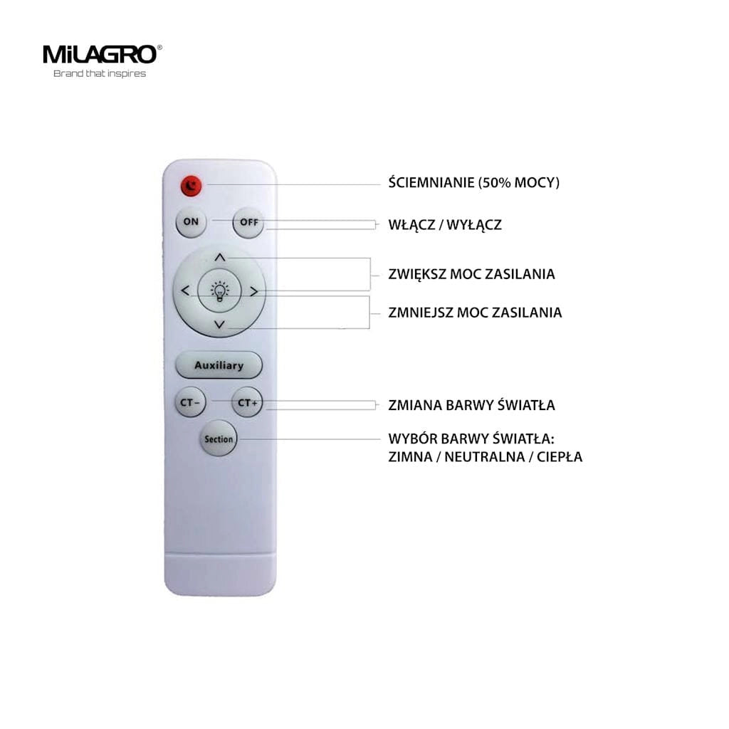 Plafoniera LED Milagro Siena ML263 72W 55cm CCT telecomando