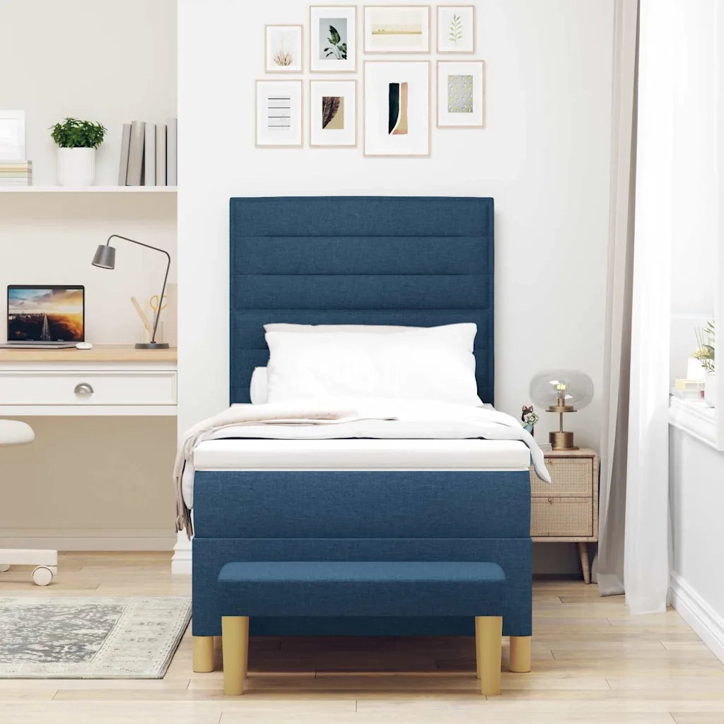 Letto a molle con materasso Blu 90 x 200 cm Tessuto